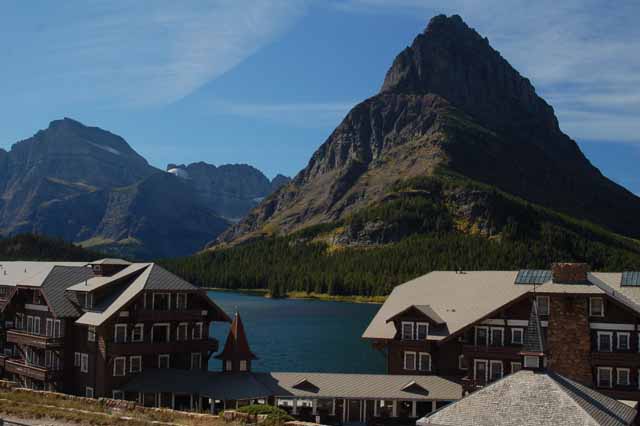 Many Glacier Lodge and Mt. Grinnell